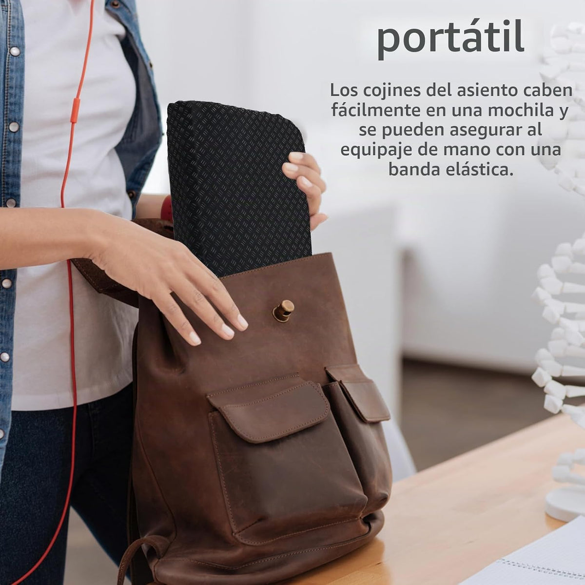 Wllead Nuevo cojín de asiento portátil mejorado de 15.7 x 11.8 pulg...