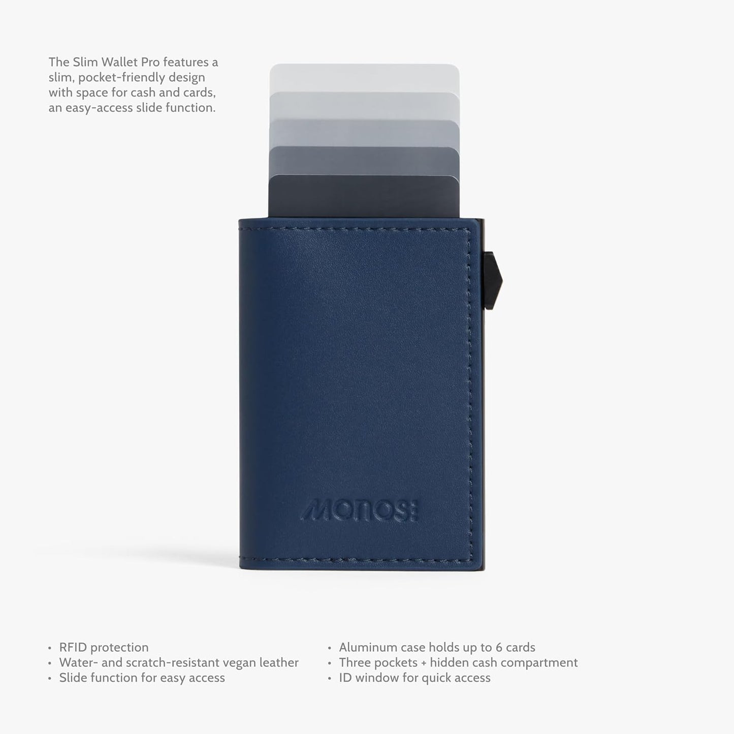 Monos Slim Wallet Pro - Cartera de aluminio con bloqueo RFID | Cuer...