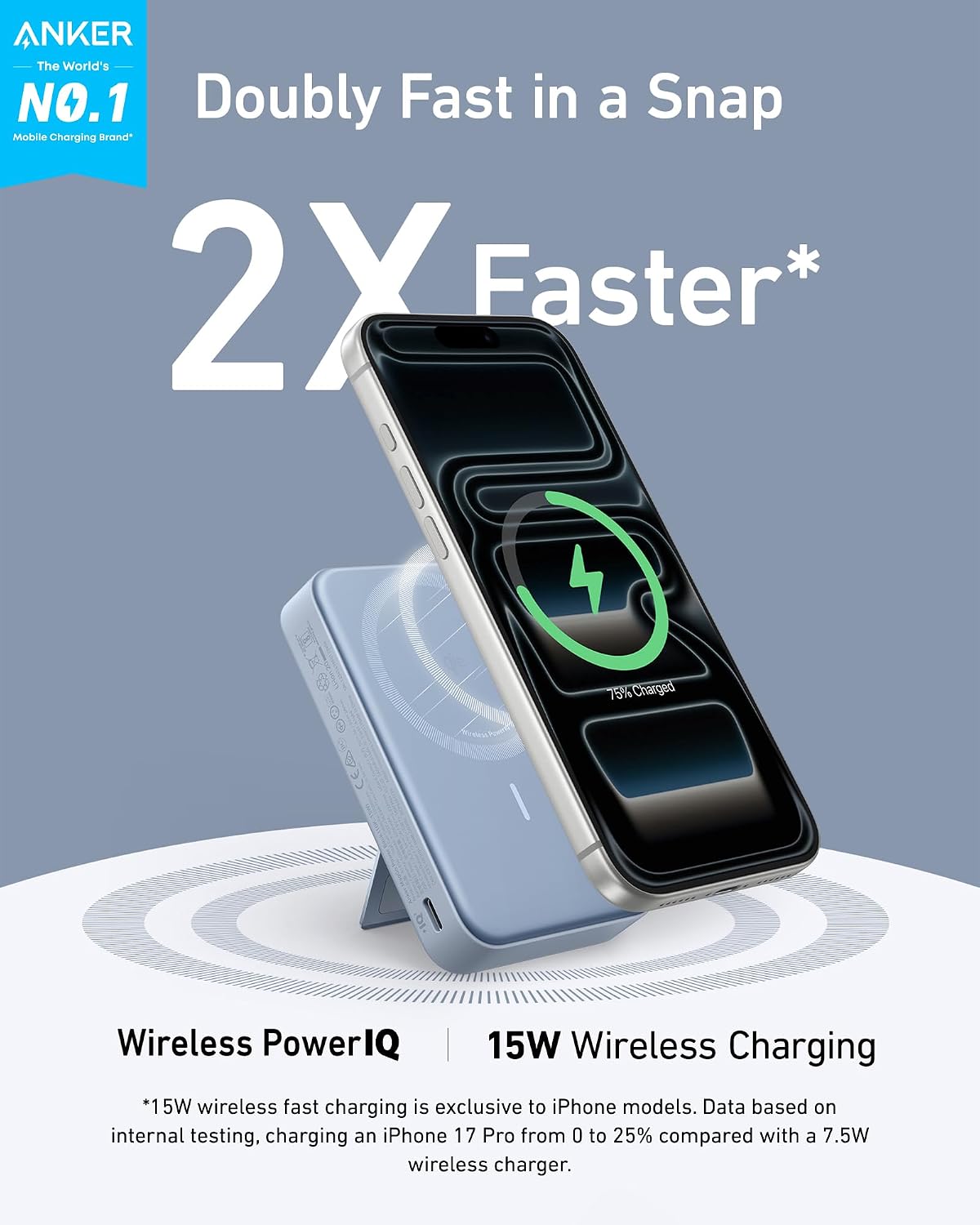 Anker MagGo Power Bank, Cargador portátil compatible con MagSafe ce...