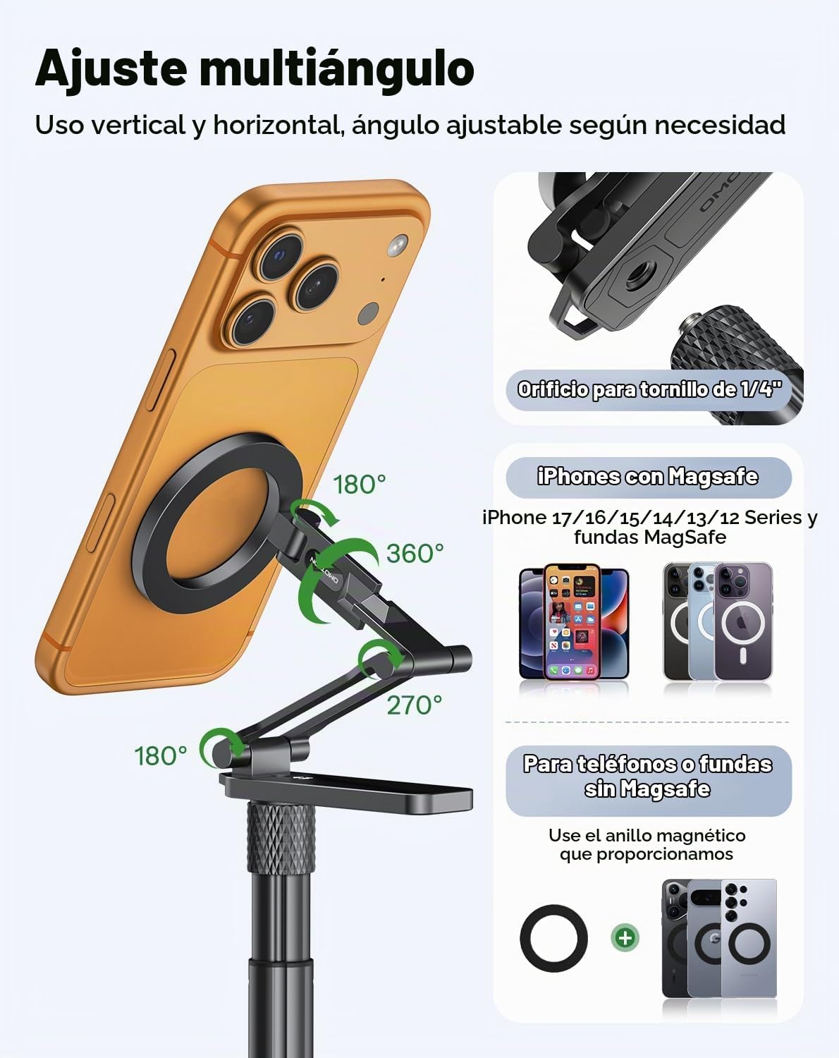 OMOTON CV08-B1 Trípode de golf y monopie, kit Pro 5 en 1 (soporte m...