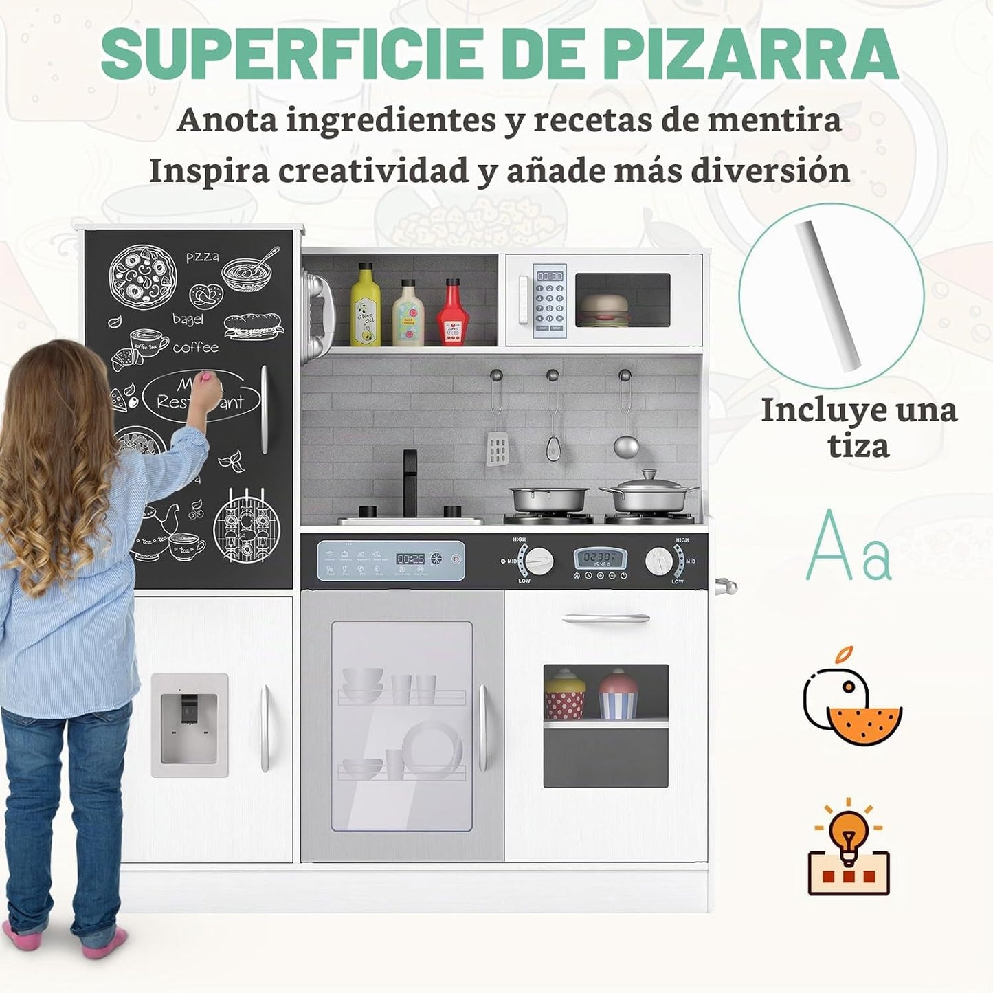 Costzon Juego de cocina para niños, gran juego de juguetes de cocin...