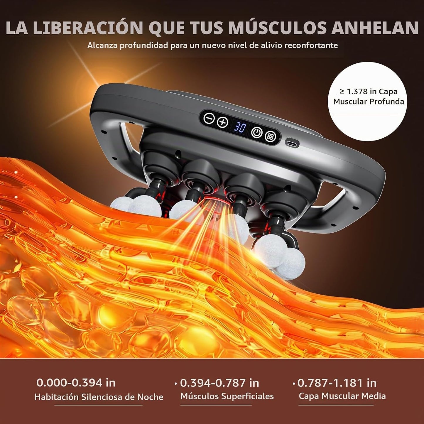 Shineforu Pistola de masaje de 20 cabezas, 30 niveles de intensidad...