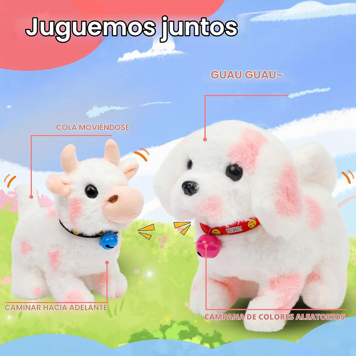 Hopearl Vaca caminante interactiva de peluche electrónico diario de...