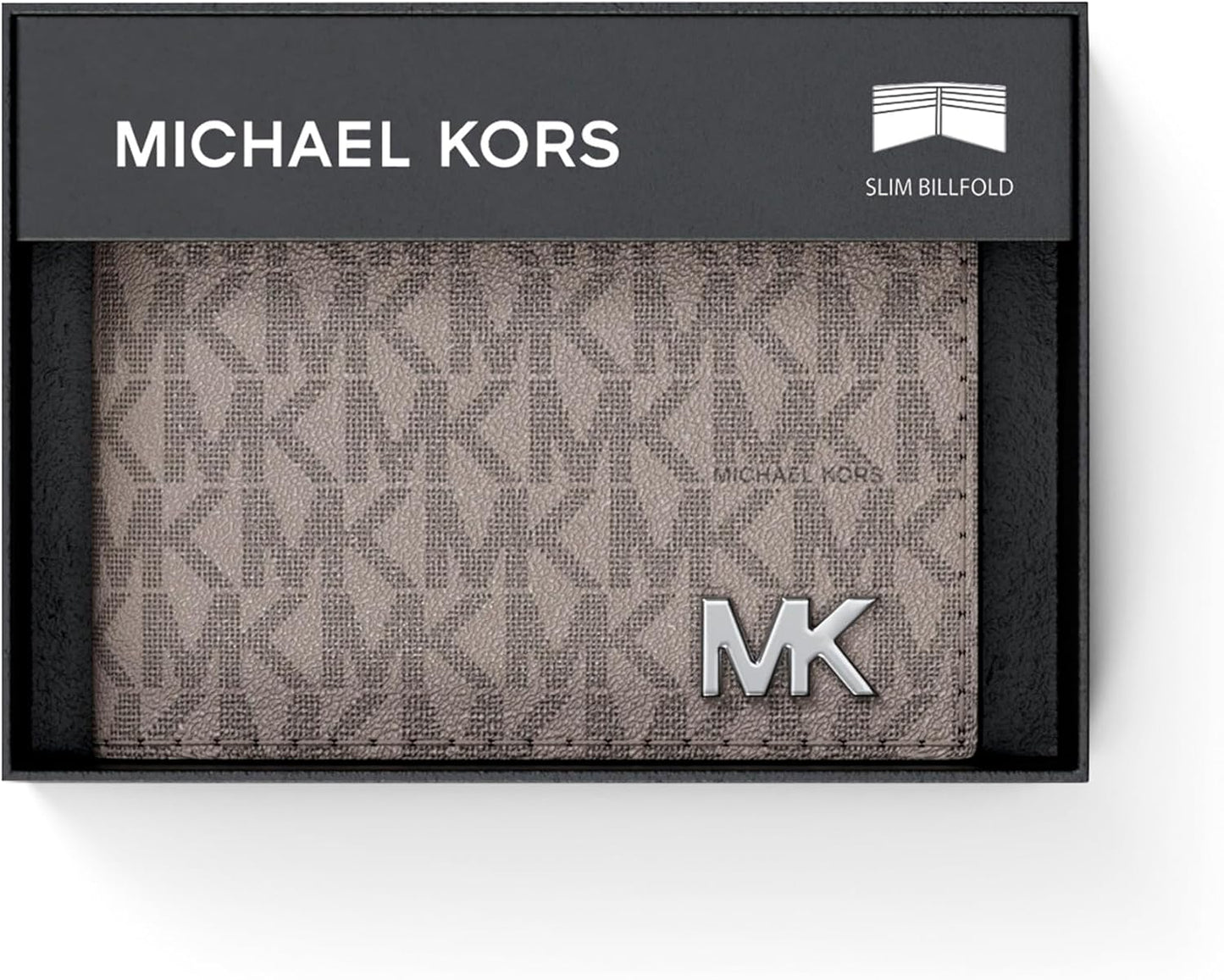 Michael Kors Billetera delgada para hombre, herrajes tonales platea...