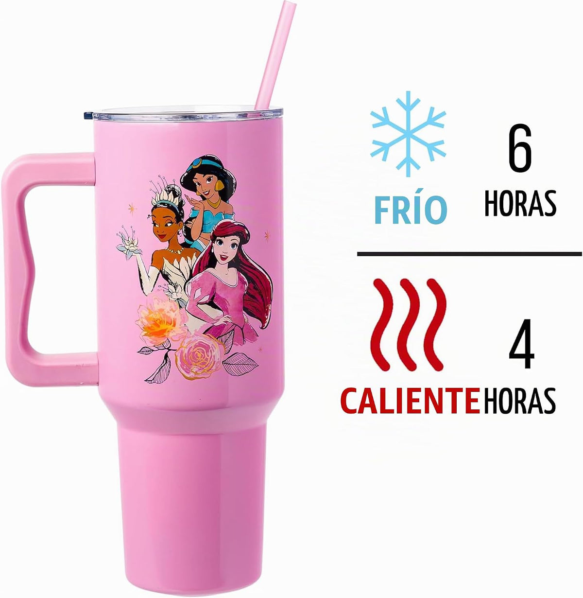 Silver Buffalo Disney Princess - Vaso de acero inoxidable de doble...