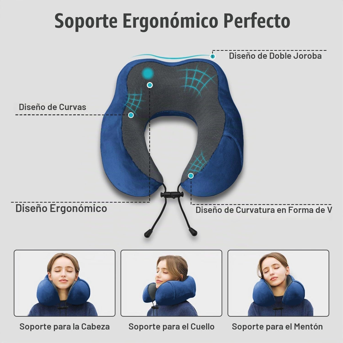Almohada de viaje, almohada de cuello de espuma viscoelástica para...