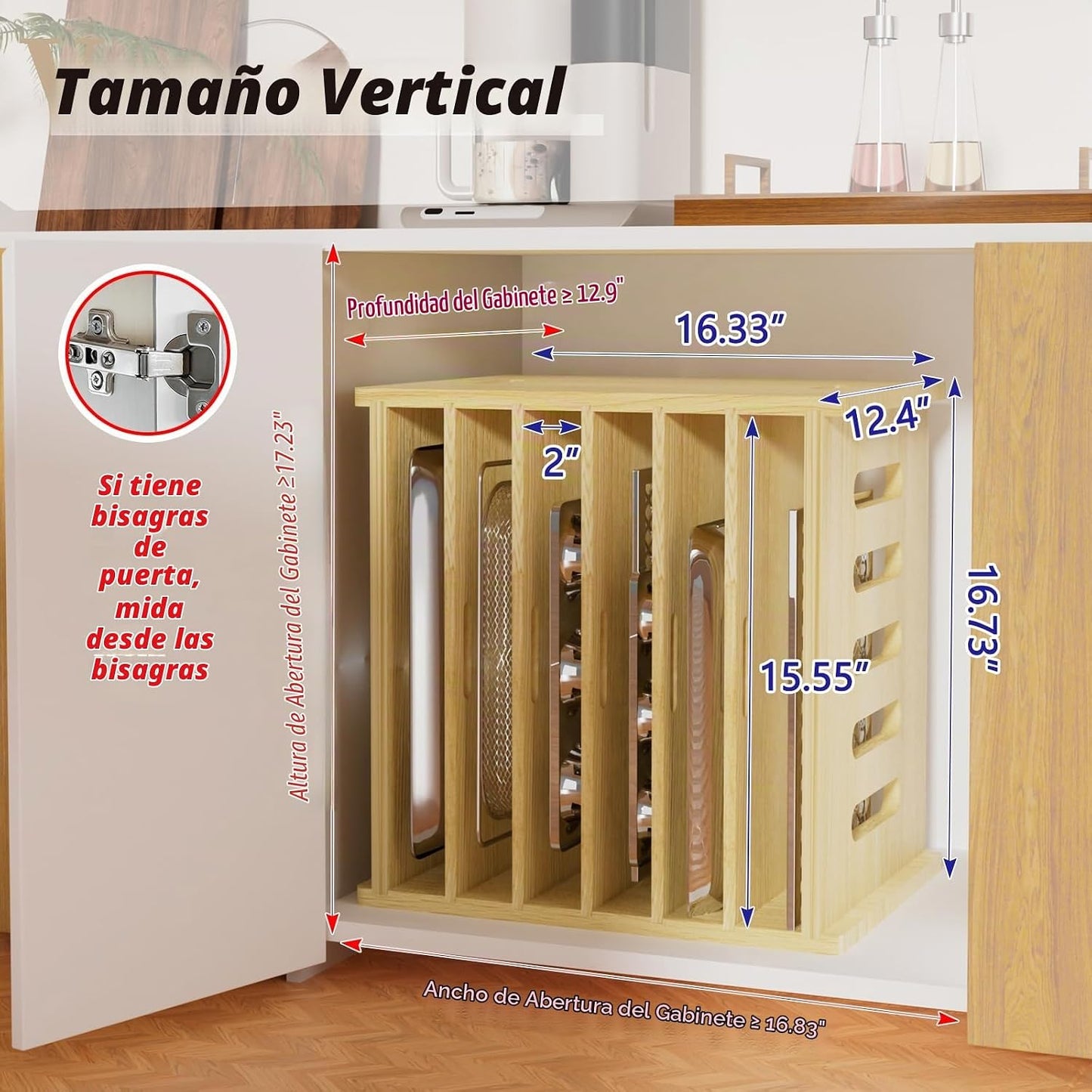 Exttlliy Separadores de bandejas de madera de 7 niveles para gabine...
