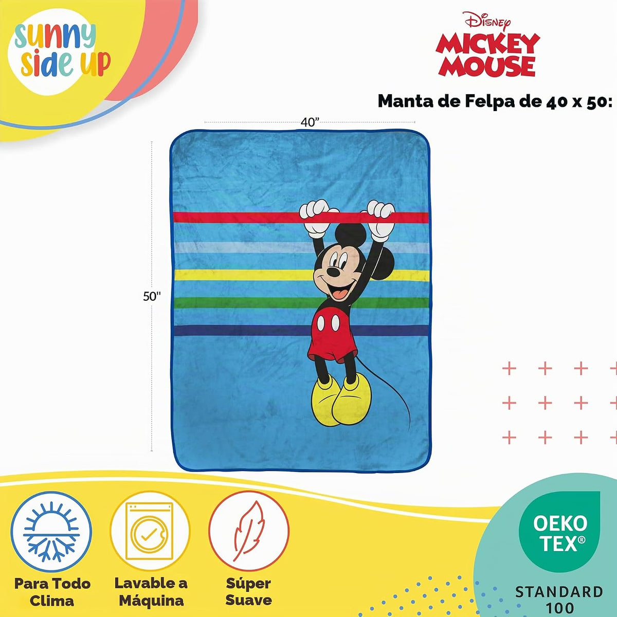 Manta de viaje de felpa de Mickey Mouse de Disney, mide 40 x 50 pul...