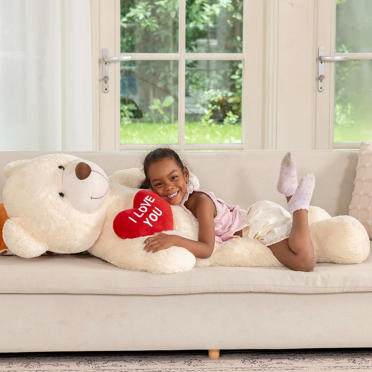 MaoGoLan Oso de Peluche Gigante de 132 cm - Corazón Rojo "Te Am...