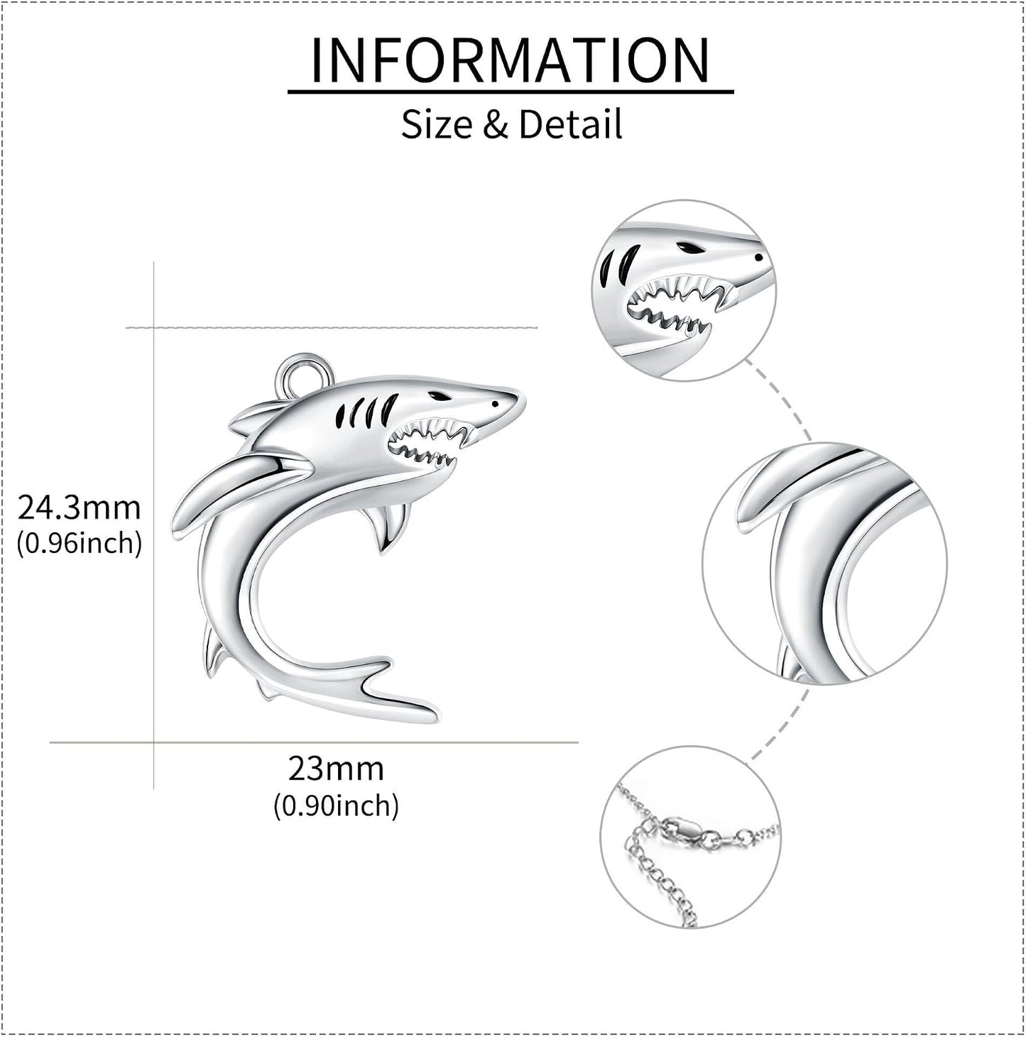 AXOMY Collar de plata de ley 925 con dije de tiburón oceánico, joye...