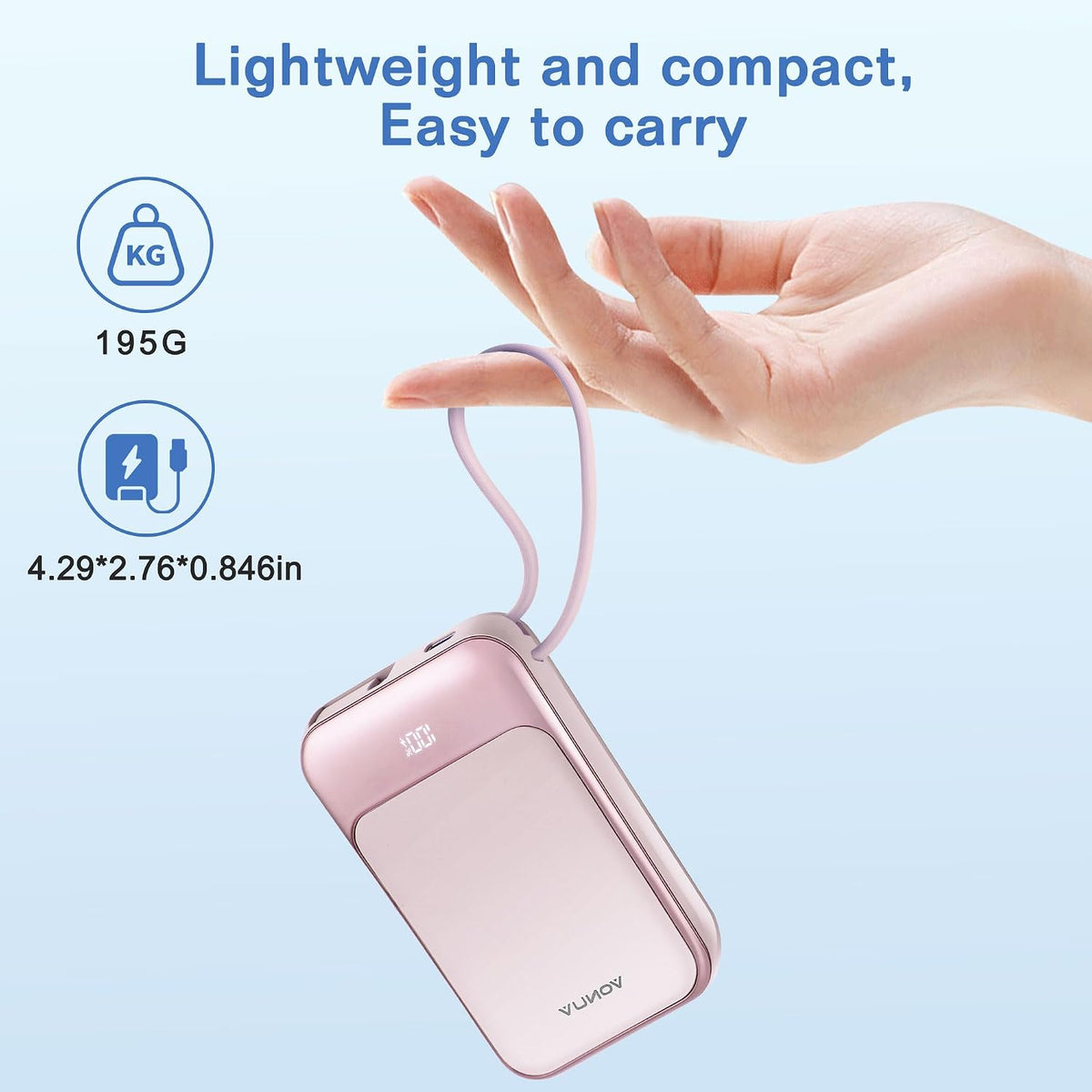 VONUV Banco de energía magnético de 10000mAh, cargador portátil ina...