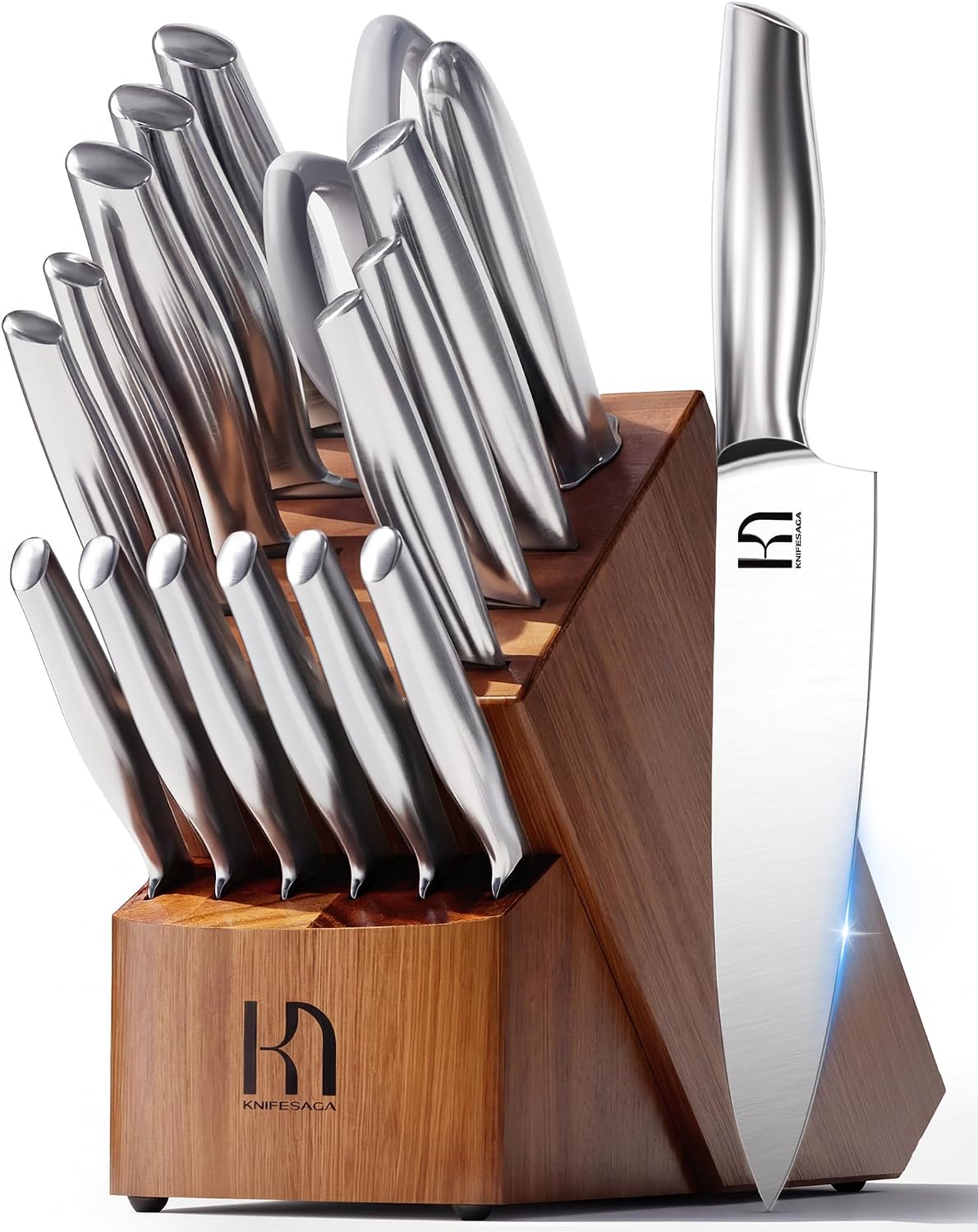 KnifeSaga - Juego de cuchillos de cocina de 17 piezas, premium, afi...