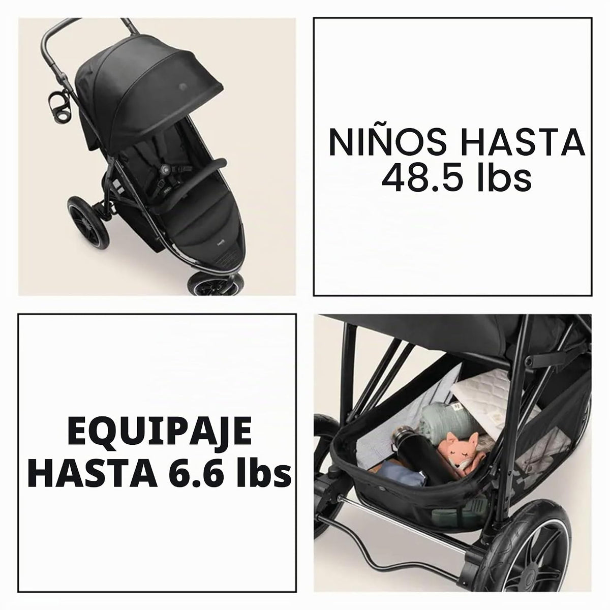 hauck Cochecito Rapid 3 Air, asiento reclinable de hasta 48.5 libra...