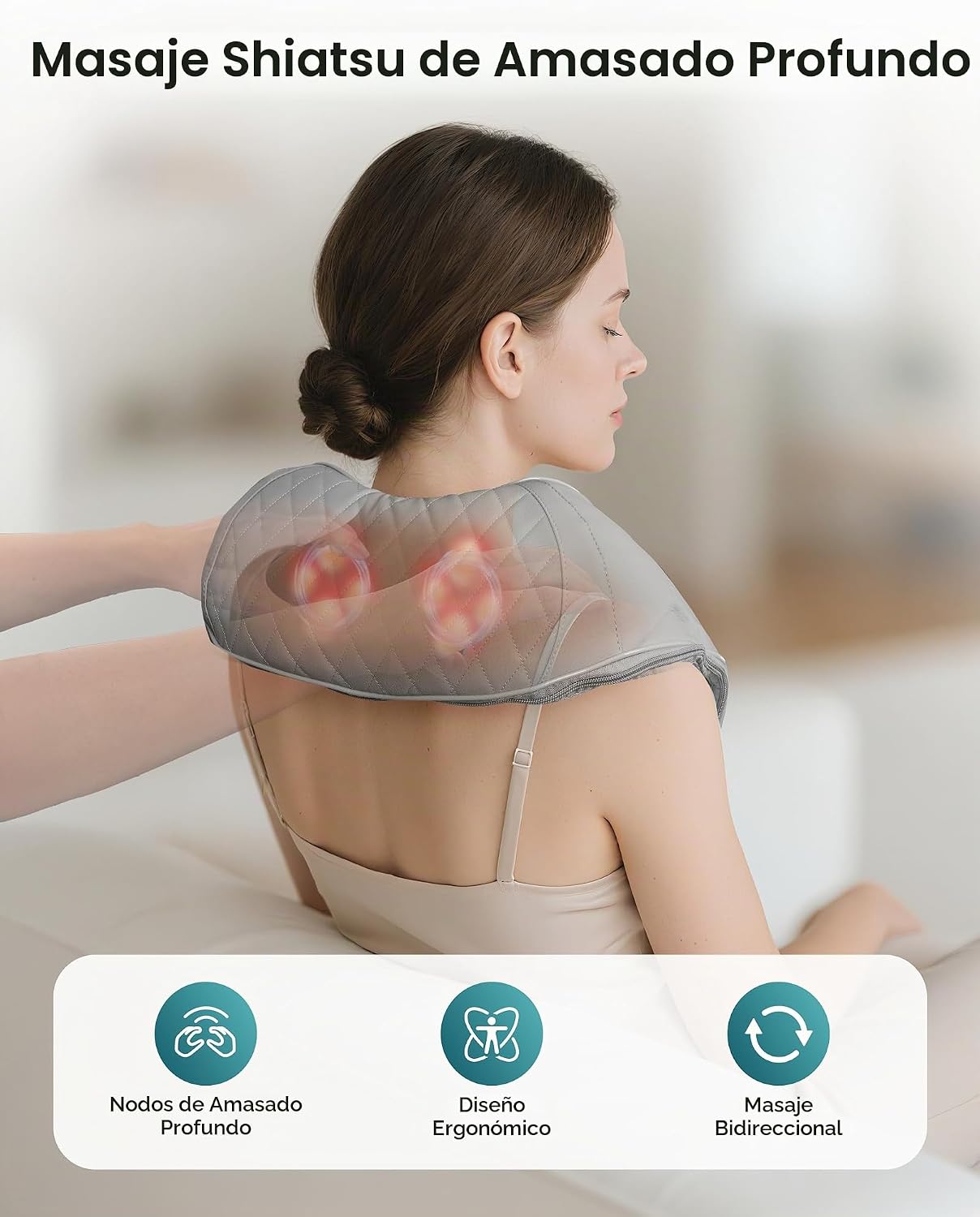 Snailax Masajeador de cuello inalámbrico con calor, masajeador de e...