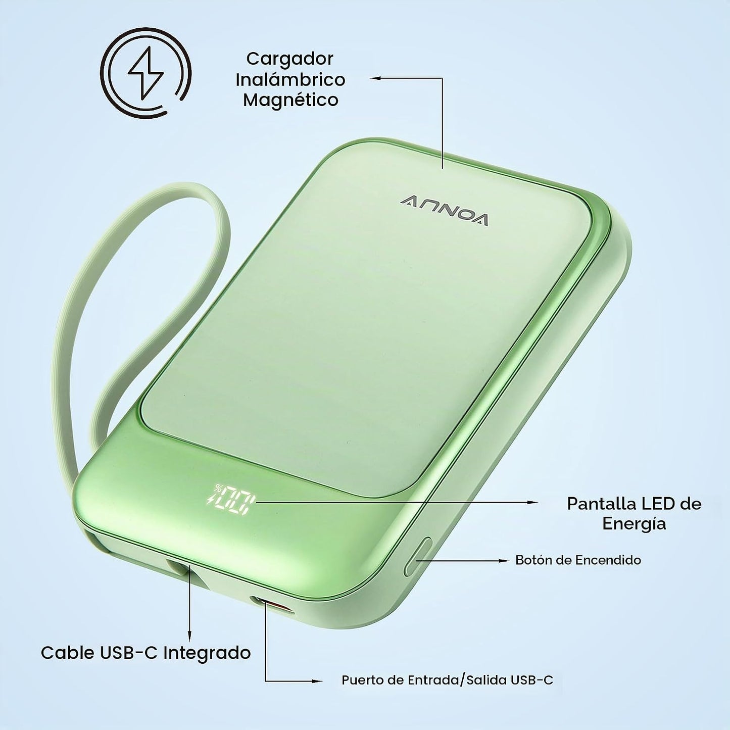 VONUV Banco de energía magnético de 10000mAh, cargador portátil ina...
