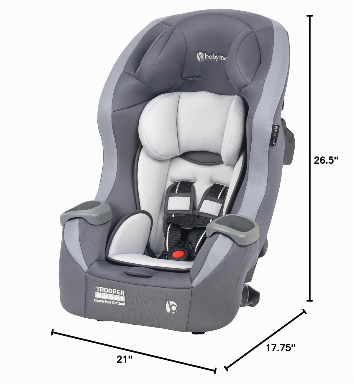 Baby Trend Trooper™ Slim 3 en 1 Asiento de coche convertible, Gris...