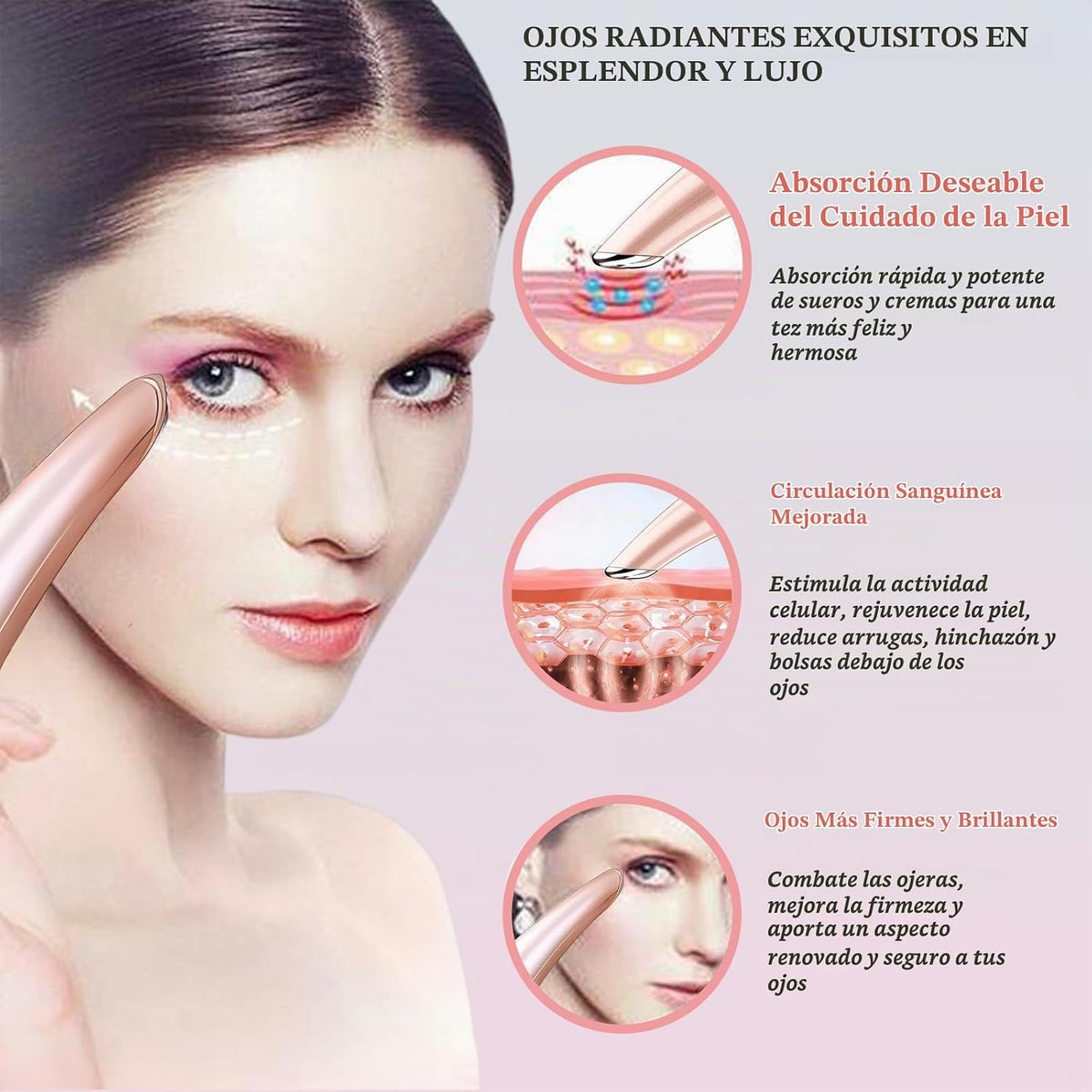 Vowleike Varita de levantamiento de ojos, 3 en 1 vibrante 98°F a 11...