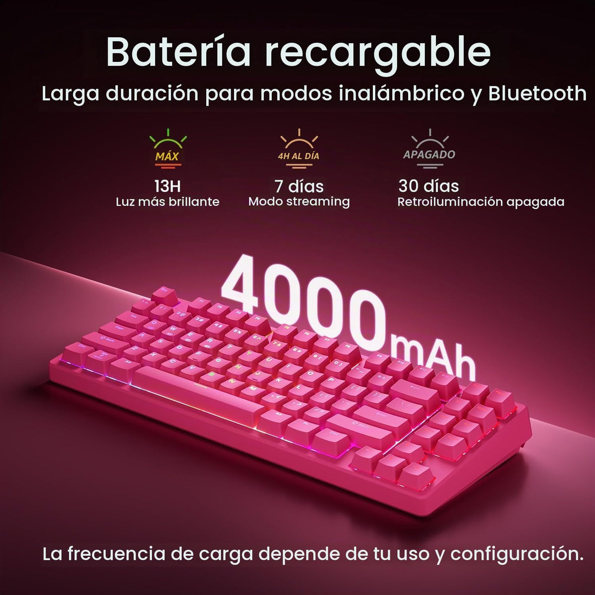 Kisnt KN85 Teclado mecánico silencioso inalámbrico, diseño del 75%,...