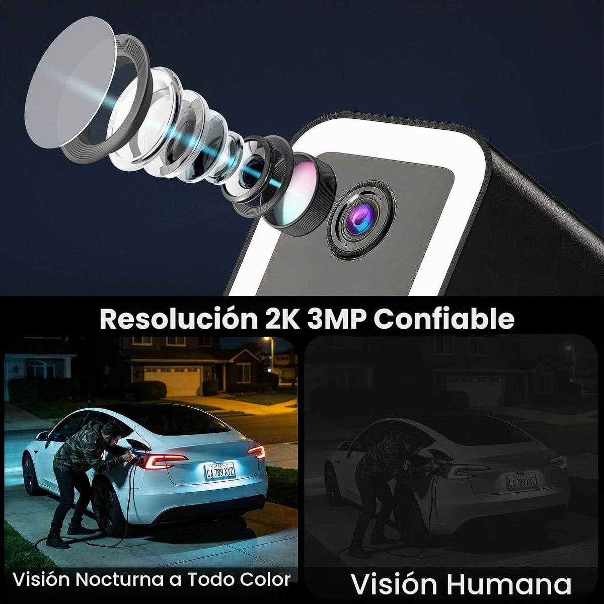 aidowocam Cámara de seguridad inalámbrica para exteriores con visió...