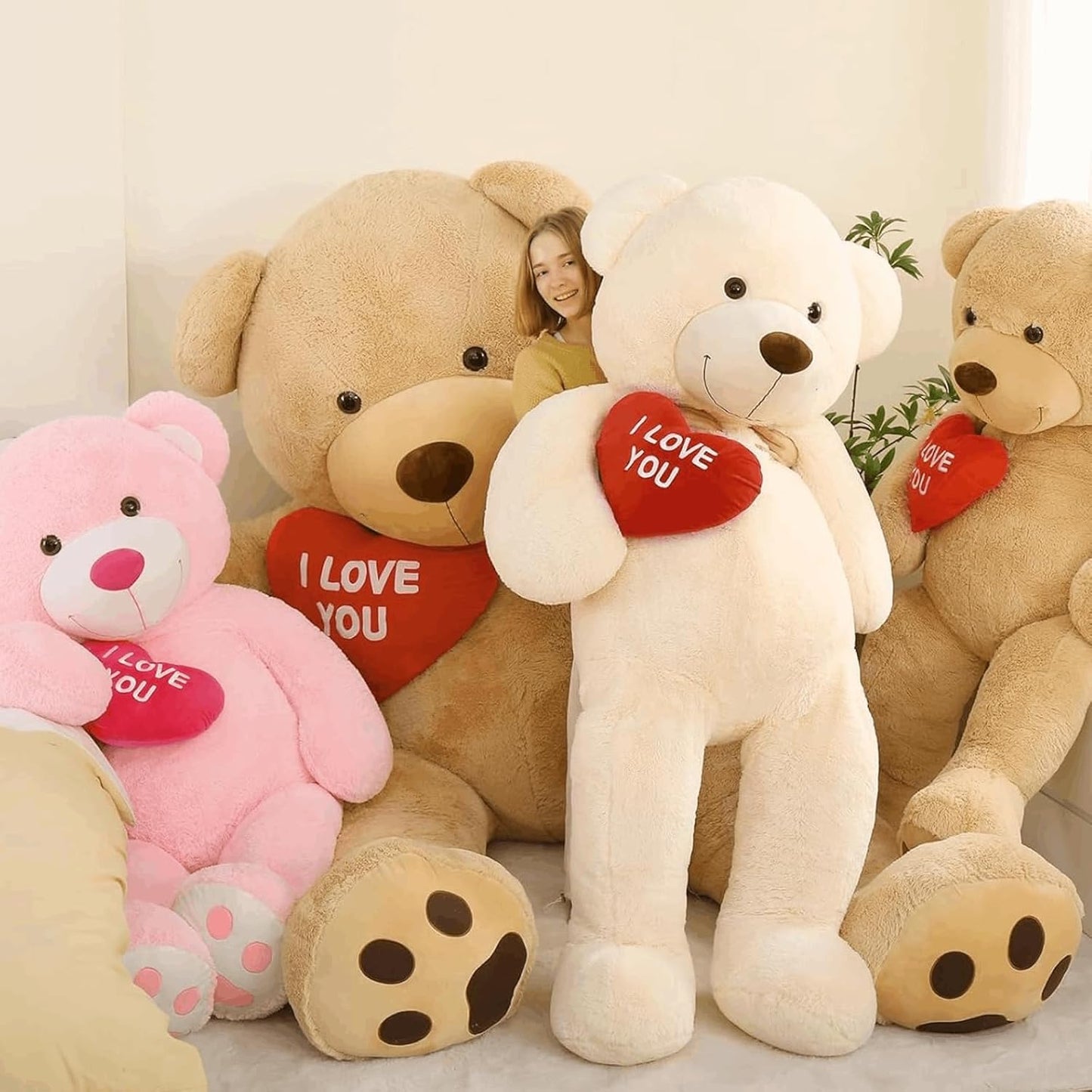 Tezituor Oso de peluche gigante de 5 pies, animal de peluche con co...