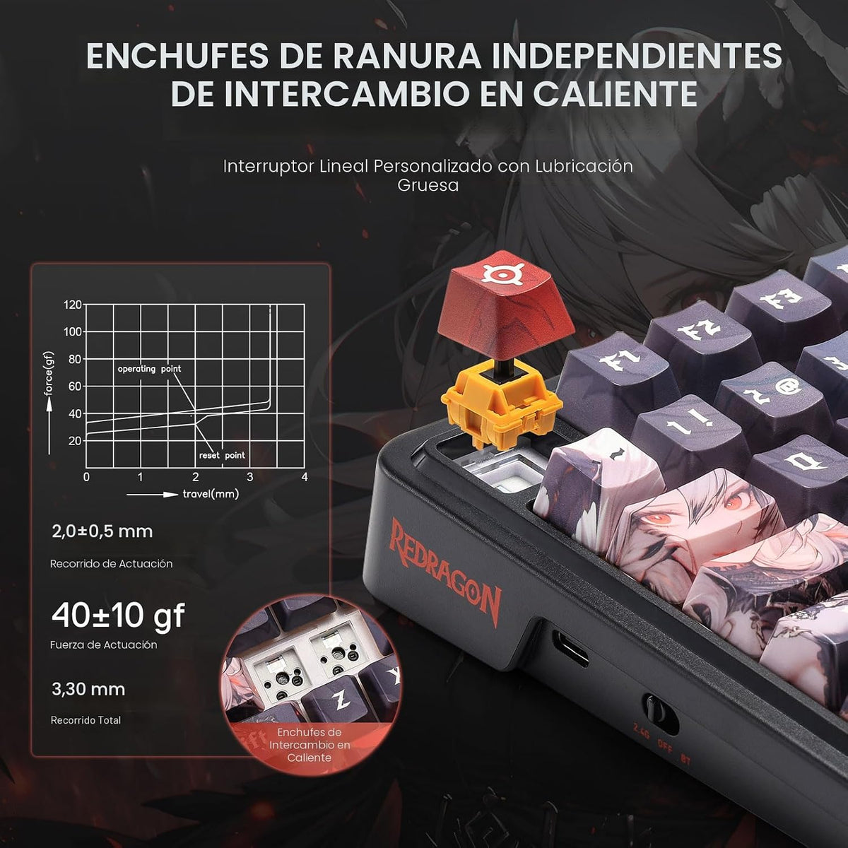 Redragon K719 PRO Teclado inalámbrico RGB para juegos, teclado de a...