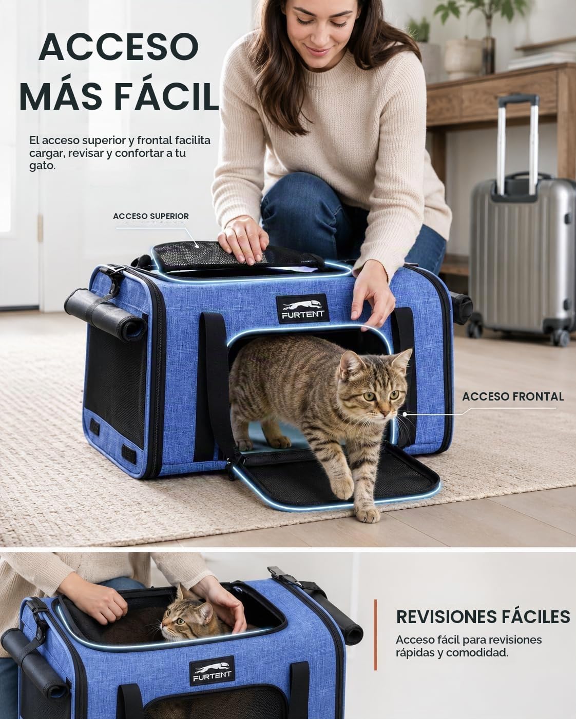 Transportador de mascotas de 17 x 11 x 9.5 pulgadas, aprobado por a...