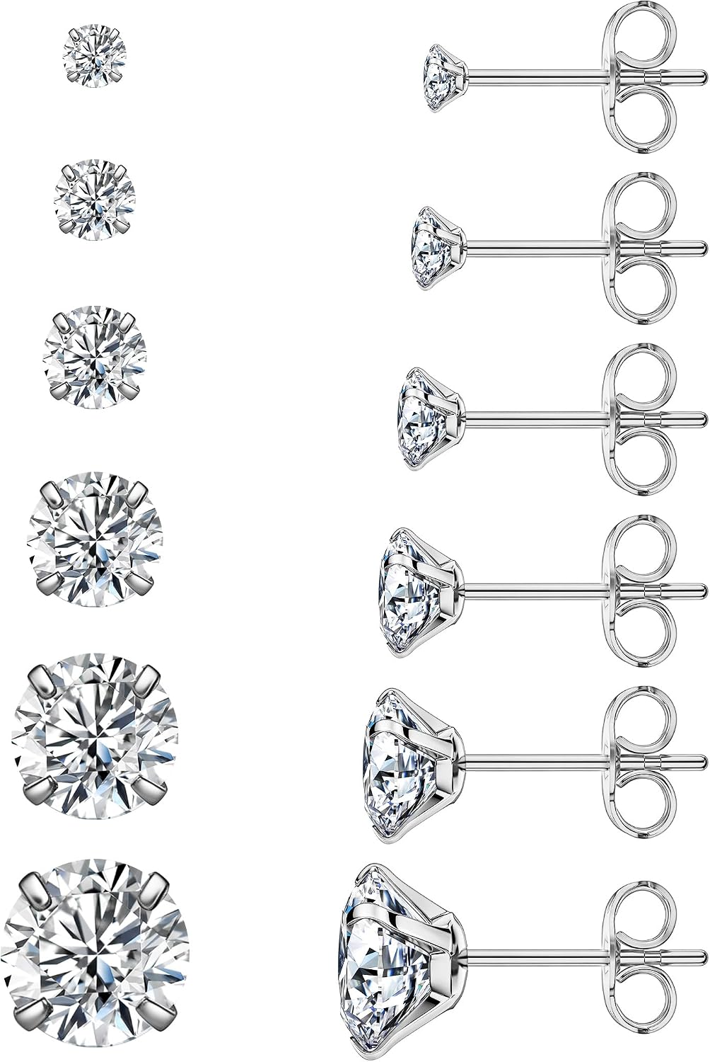 Juego de 6 pares de aretes, aretes hipoalergénicos de circonita cúb...