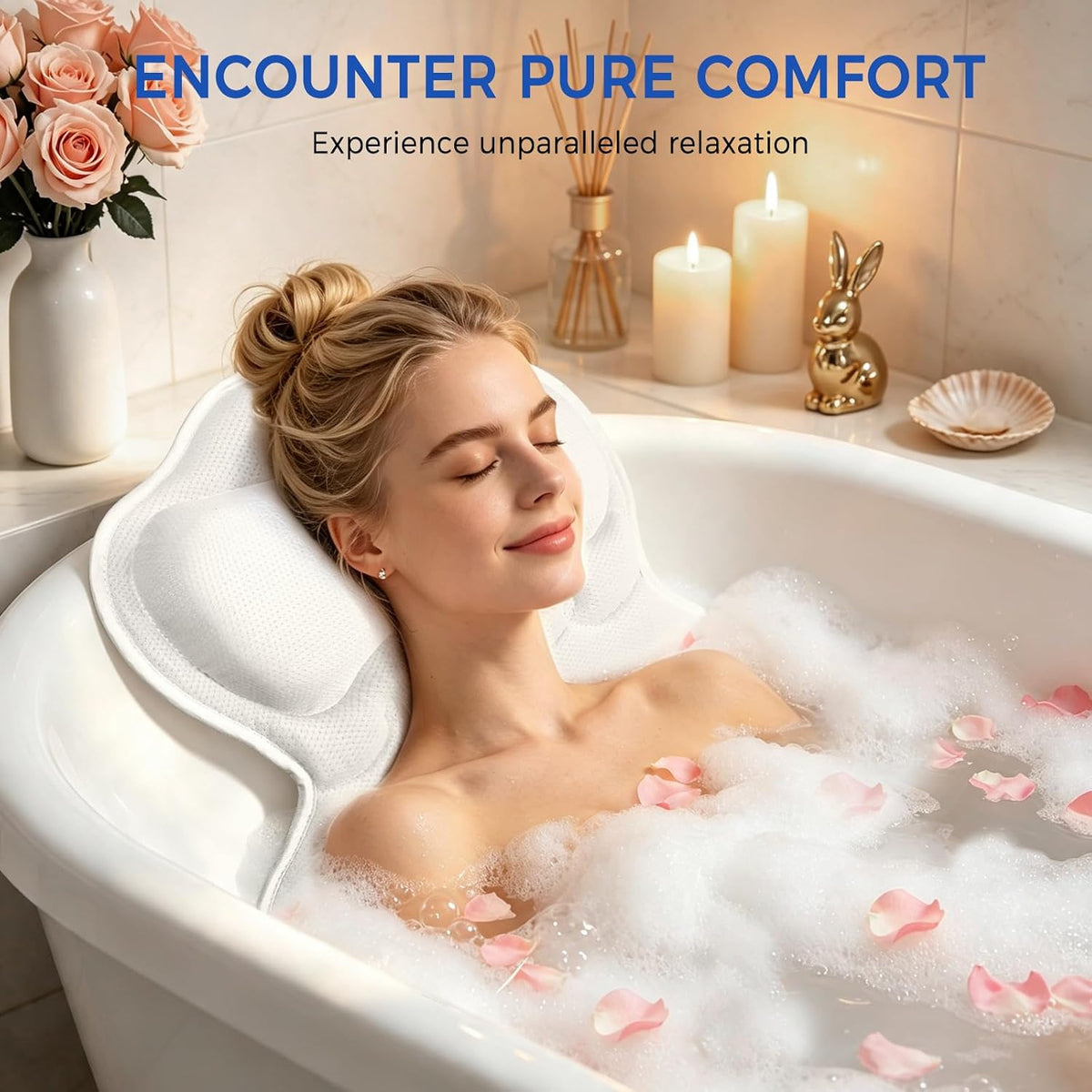 SetSail Almohada de bañera ergonómicas relajantes para bañera con 6...