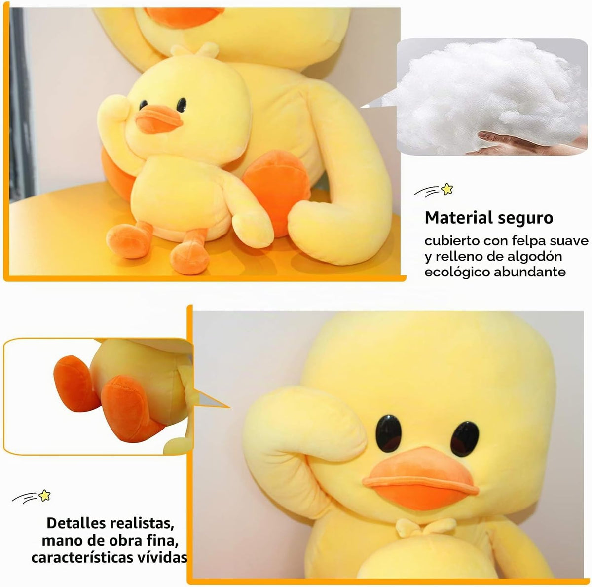 AIXINI Pato de peluche de 27 pulgadas, juguetes suaves de patito am...