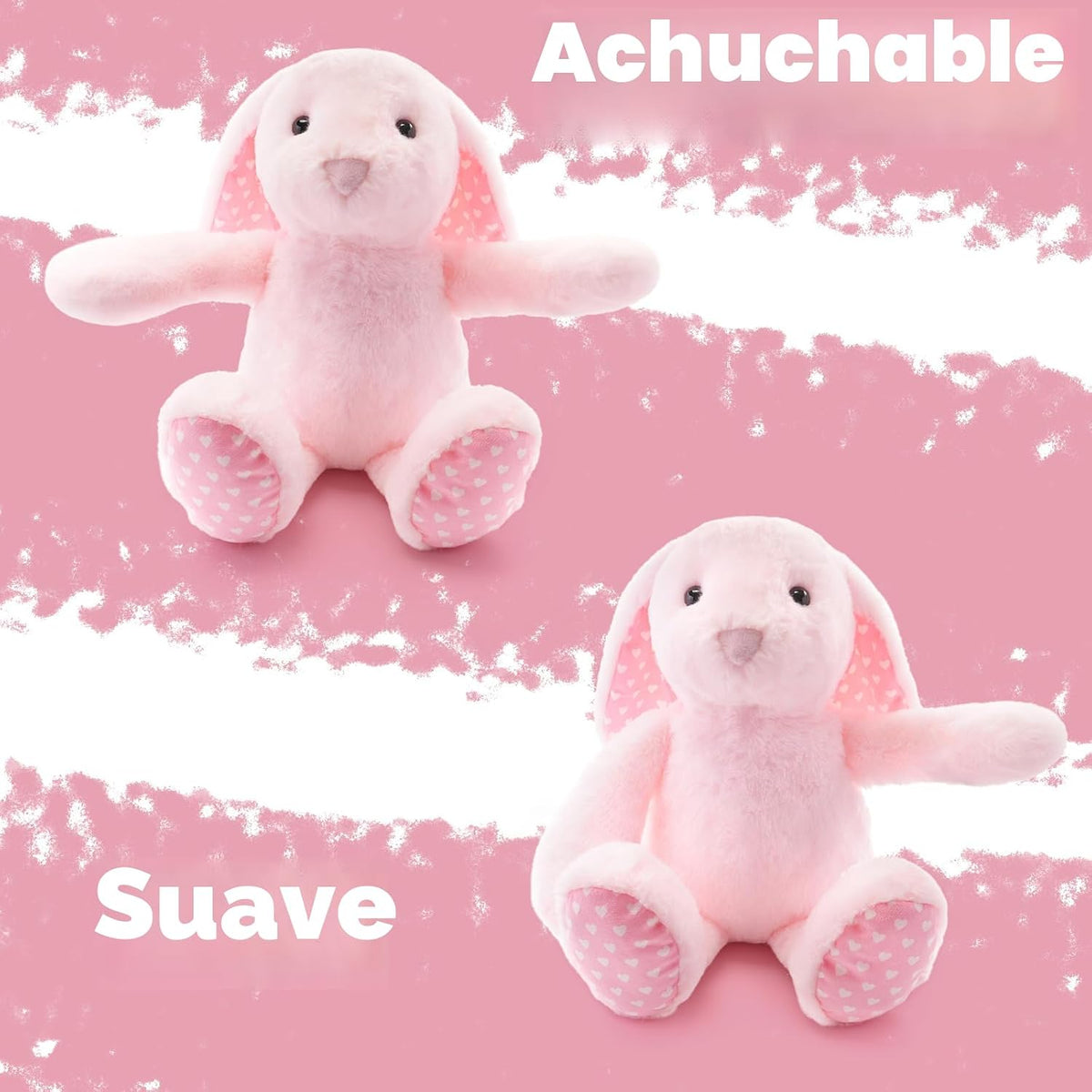 WEIGEDU - Conejo de peluche rosa, 17.7 pulgadas | Orejas flexibles,...