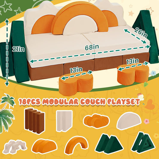 Erament Sofá de Juego Modular para Niños de 18 Piezas - Sofá para N...