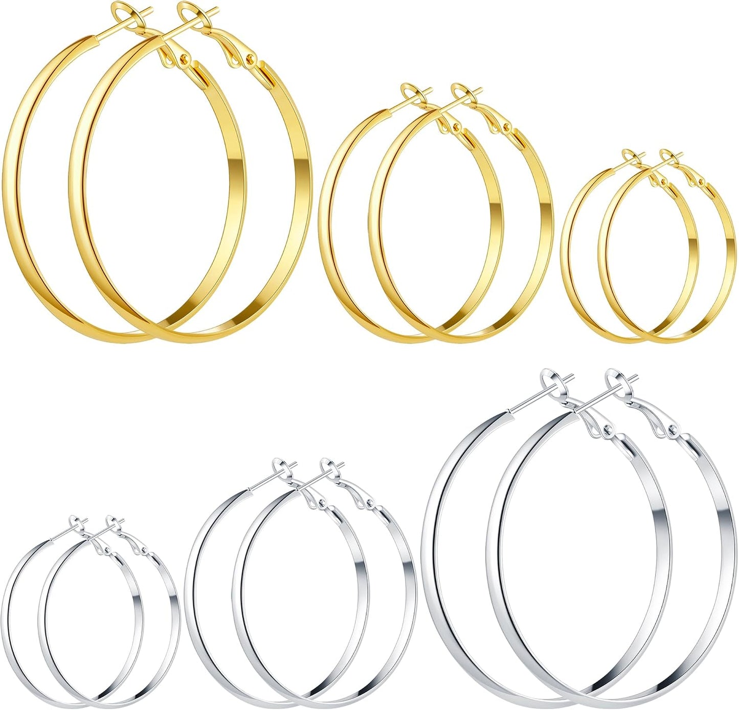 5\/12 Pares Pendientes de Aro Chapados en Oro y Plata para Mujer, J...