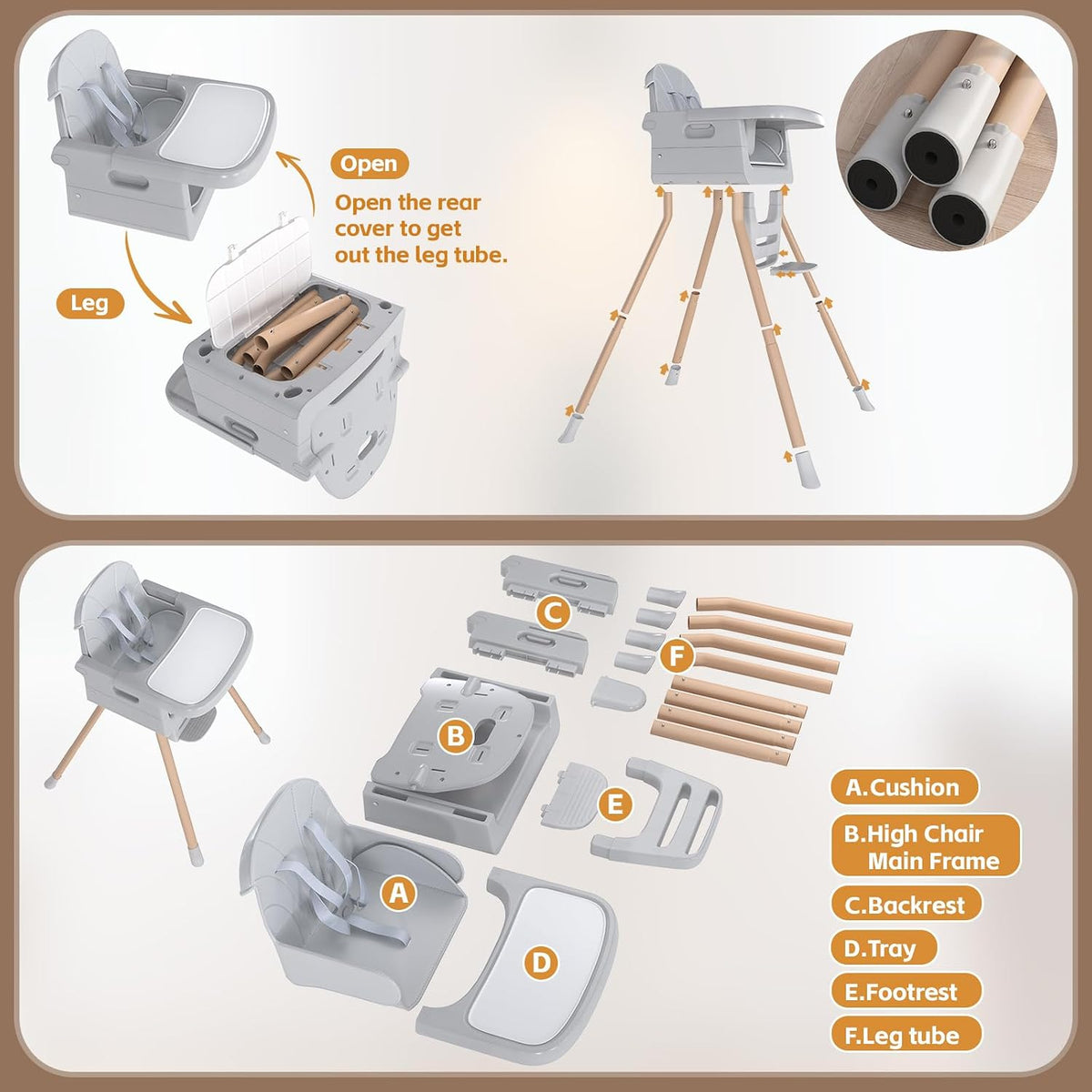 EverKiddo Silla alta para bebé a partir de 6 meses, sillas altas pl...