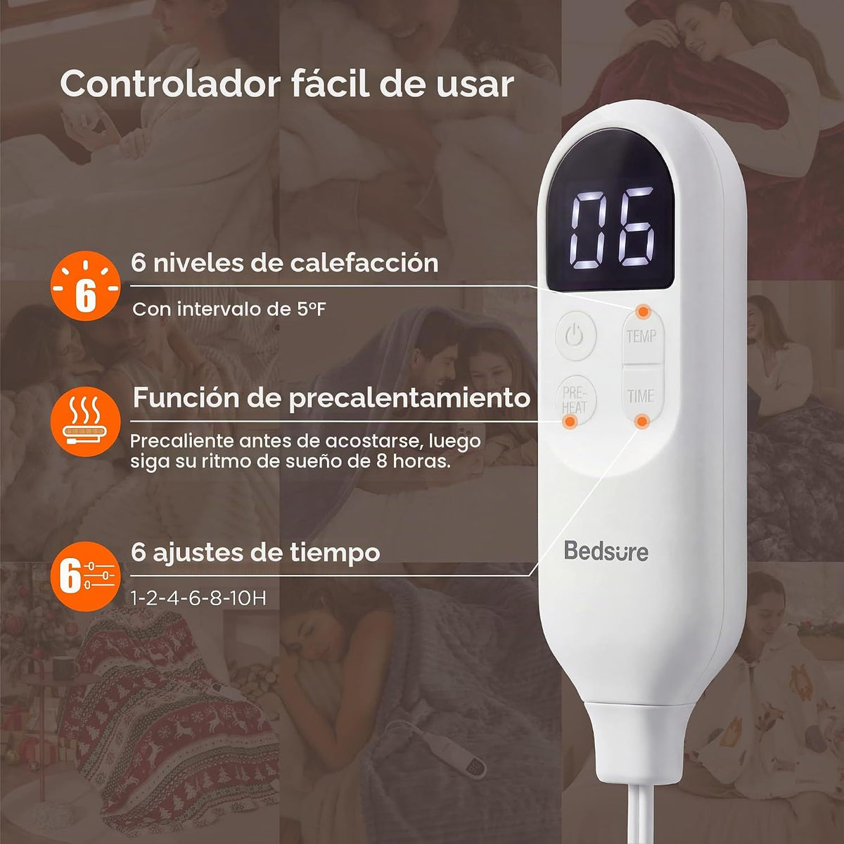 Bedsure GentleSoft Manta Eléctrica Tamaño Full - Manta Térmica de F...
