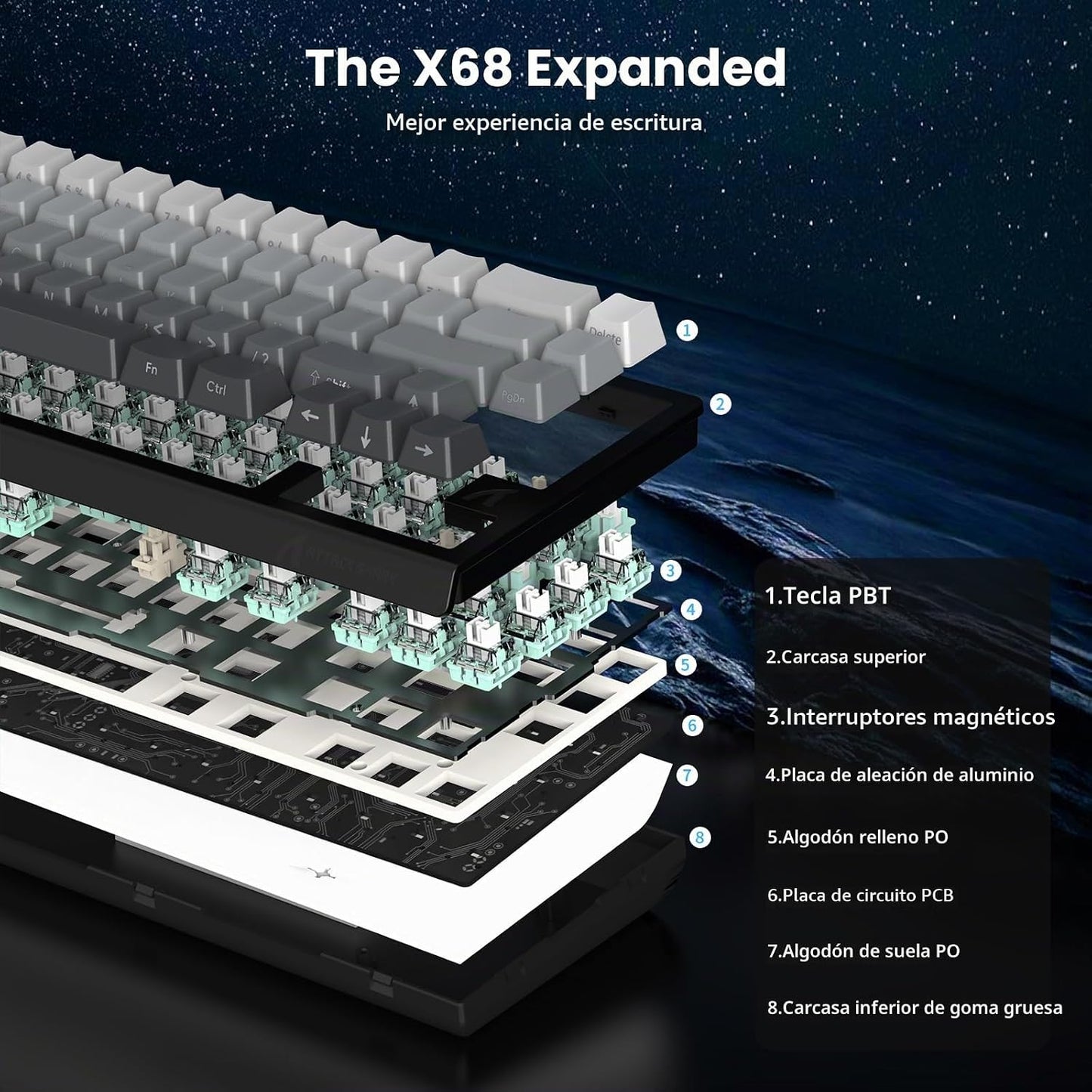 Teclado de Juego ATTACK SHARK X68 HE con Frecuencia de Muestreo de...