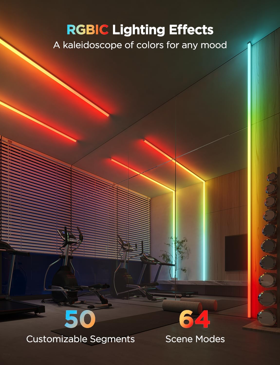 Govee RGBIC - Tira de luces LED de 16.4 pies con cubiertas, luces L...