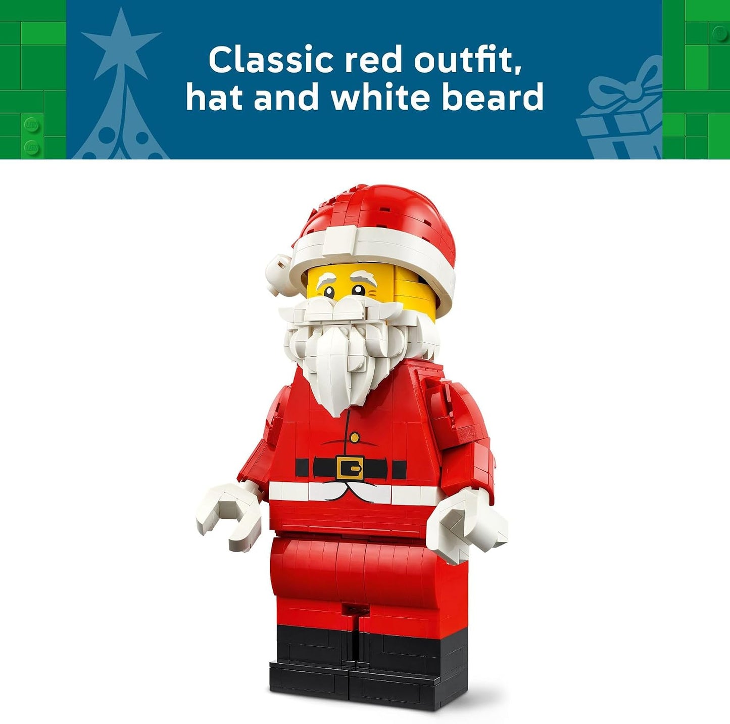 LEGO Juguete navideño de minifigura de Papá Noel a escala, decoraci...