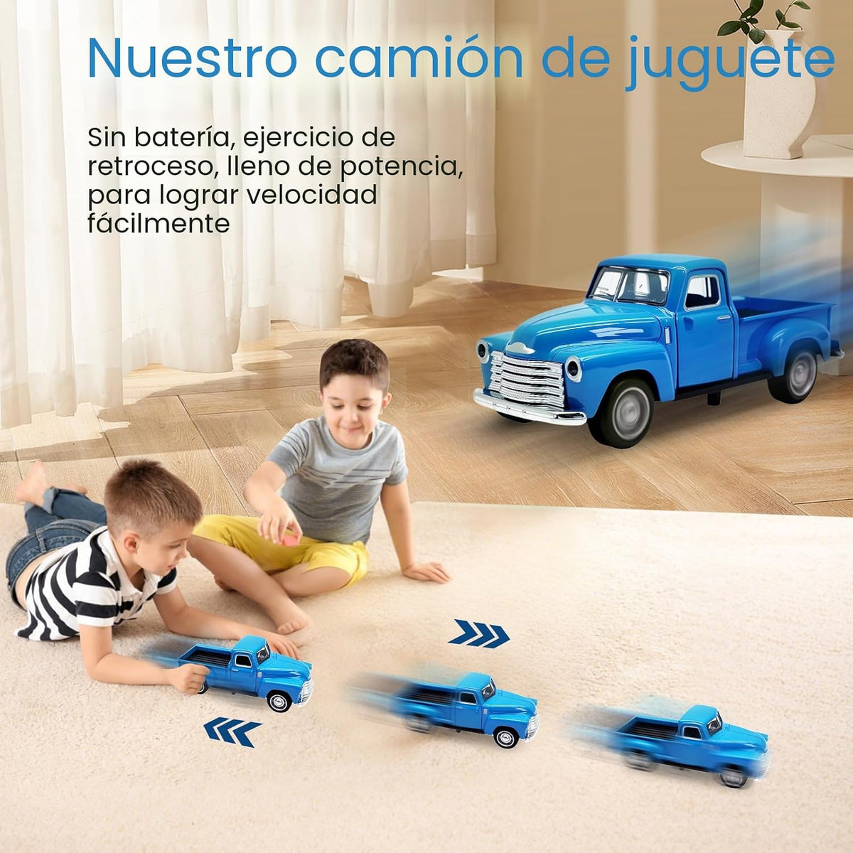 AGSIXZLAN Little Blue Truck Toy 1:32 Pull Back Cars Toy para niños...