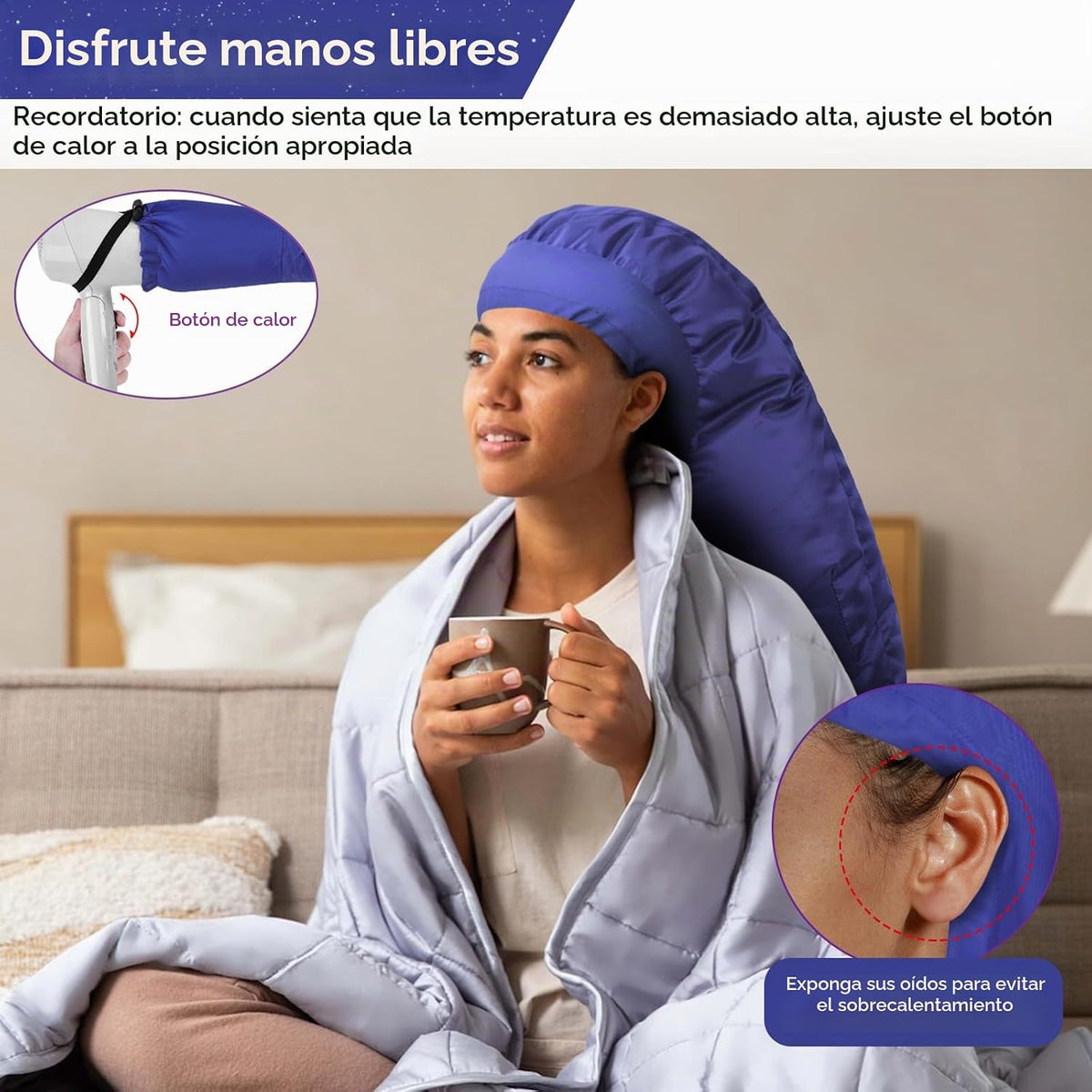 TEPENAR Accesorio de Capucha para Secador de Cabello: Secador con C...