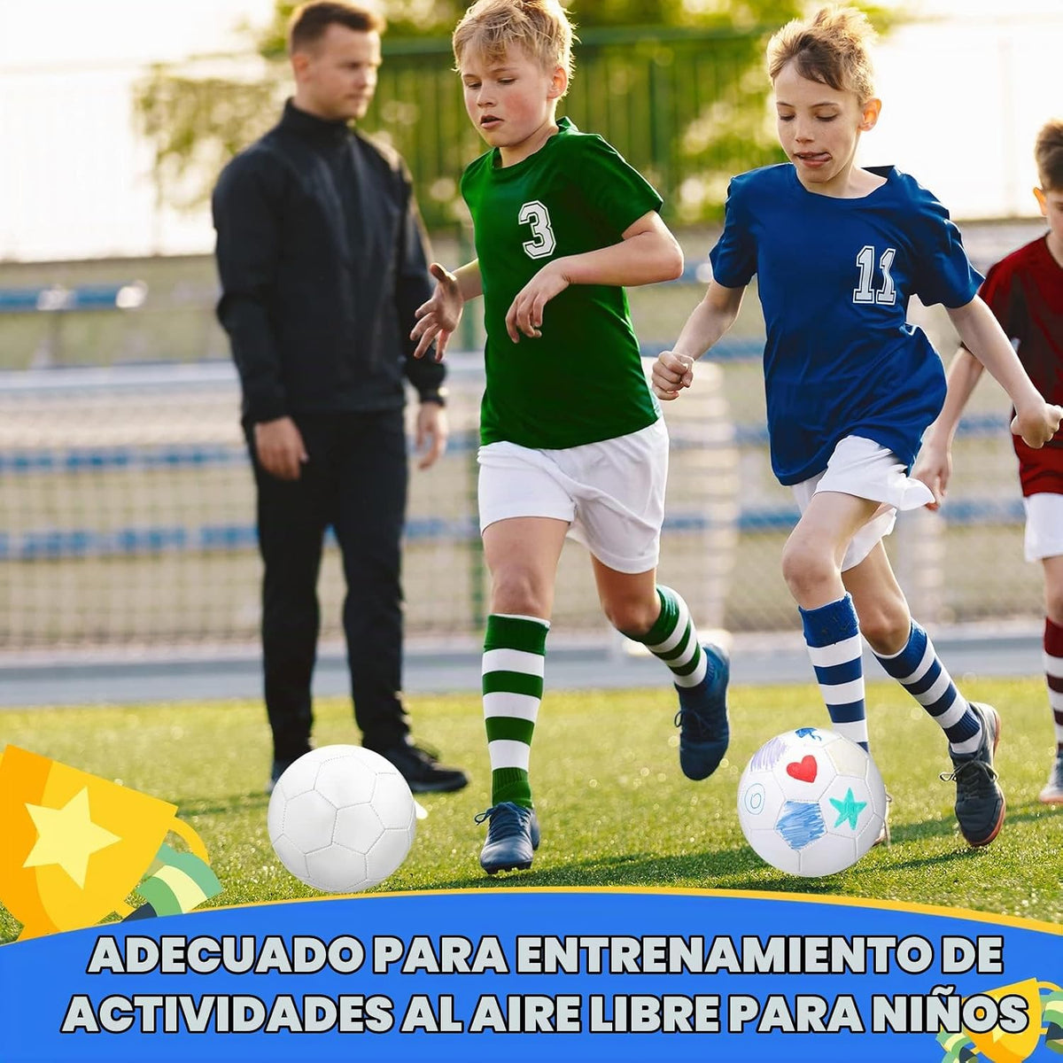 Jexine Balón de fútbol blanco blanco liso blanco donación caridad c...
