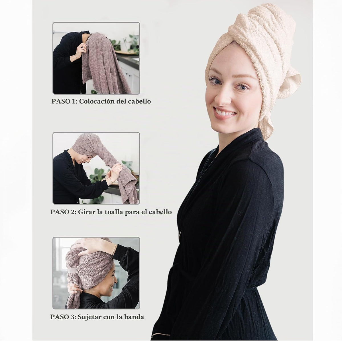 ROLSHOL 2 Paquetes de Toallas Grandes de Microfibra para el Cabello...