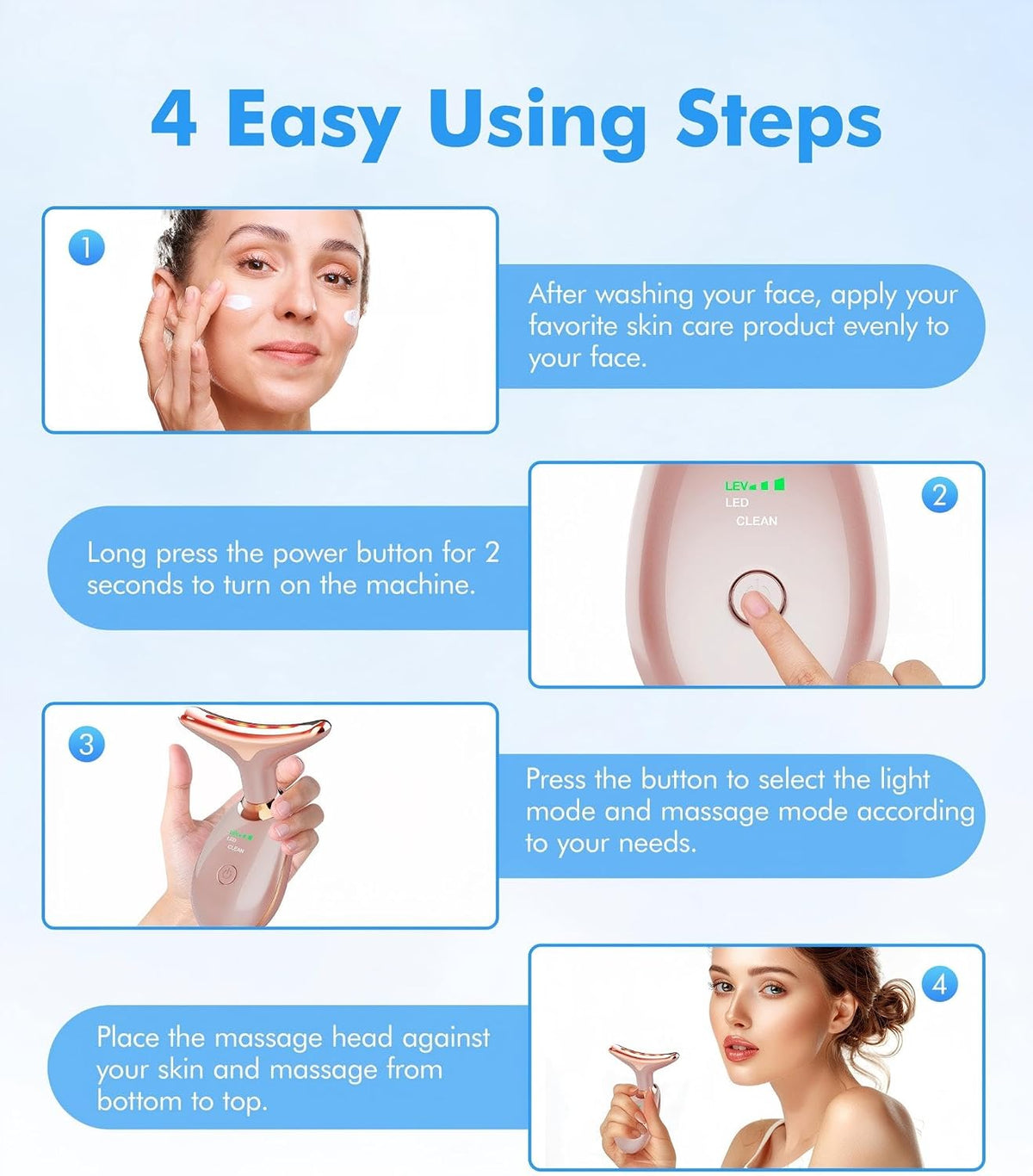 SDKWDH Terapia de Luz Roja para Cara y Cuello, Herramienta de Masaj...