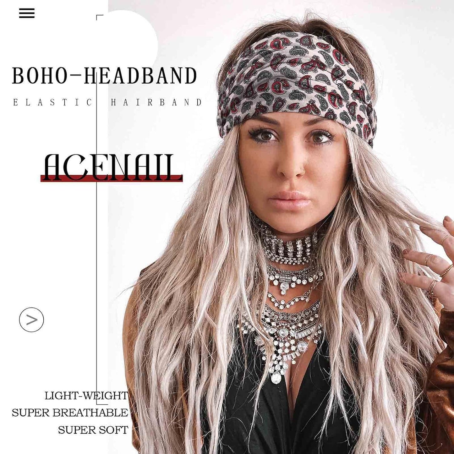 Acenail Diademas anchas para mujer con nudo, turbante elástico, dia...