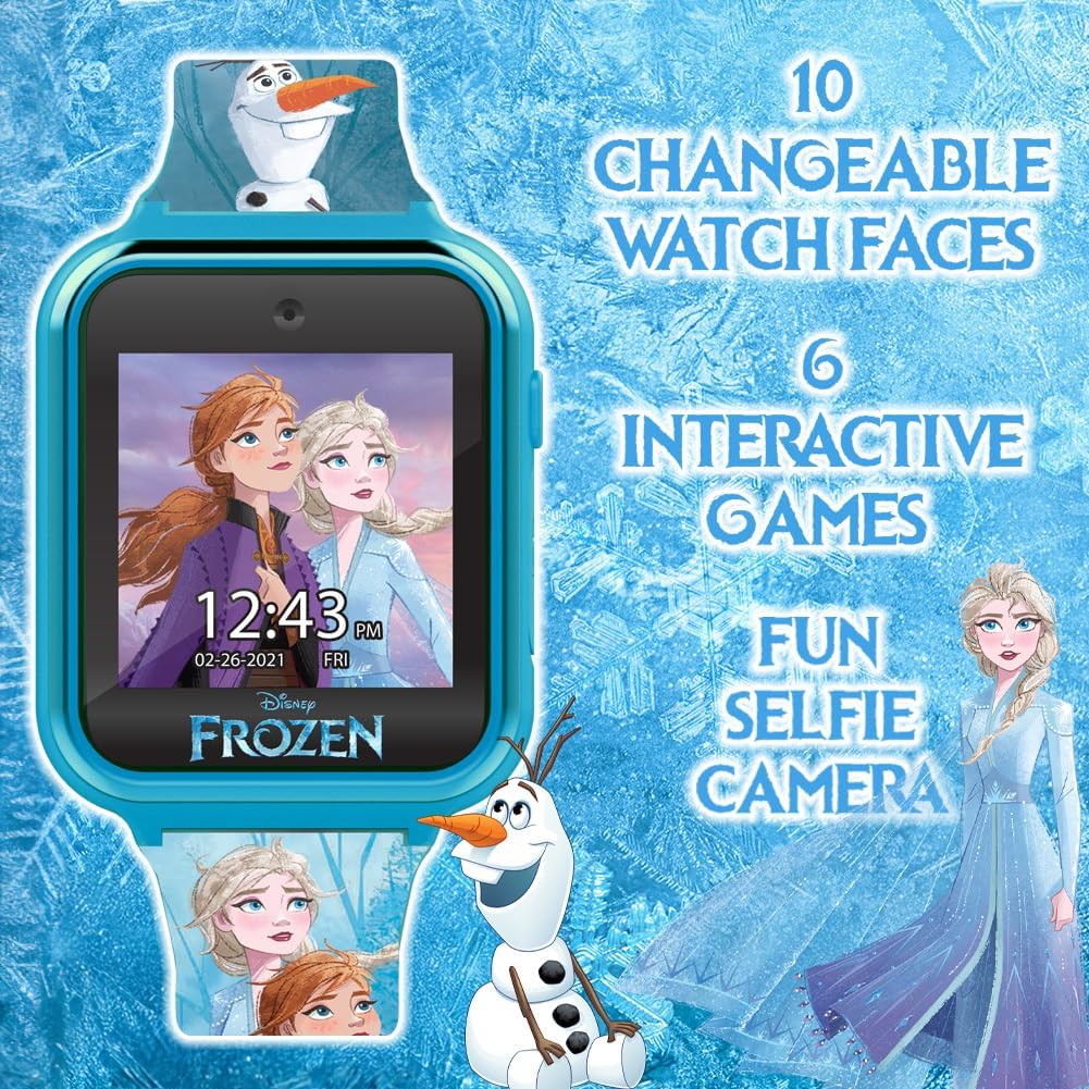 Accutime Reloj inteligente Disney Frozen para niños con cámara para...