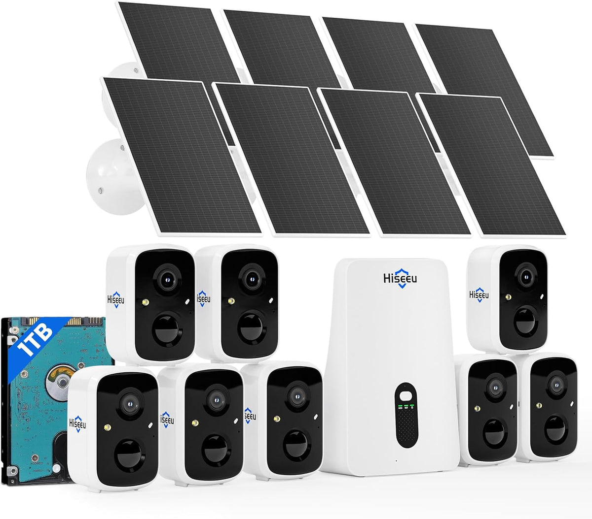 Hiseeu - Sistema de cámaras de seguridad solar inalámbricas para ex...