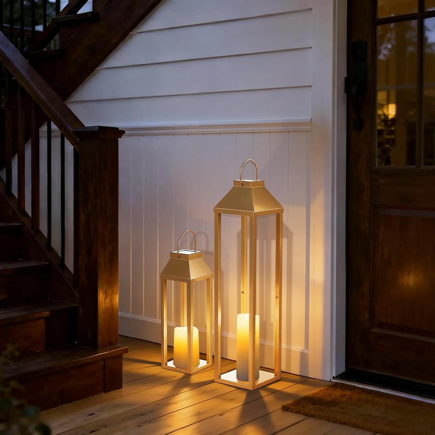 Faroles solares grandes para exteriores, impermeables, faroles deco...