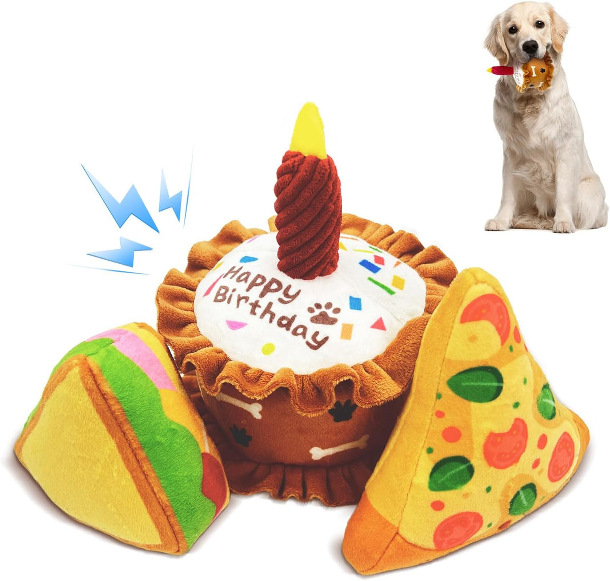 CneeeeeB Juguetes de Cumpleaños para Perros Juguete Crujiente para...