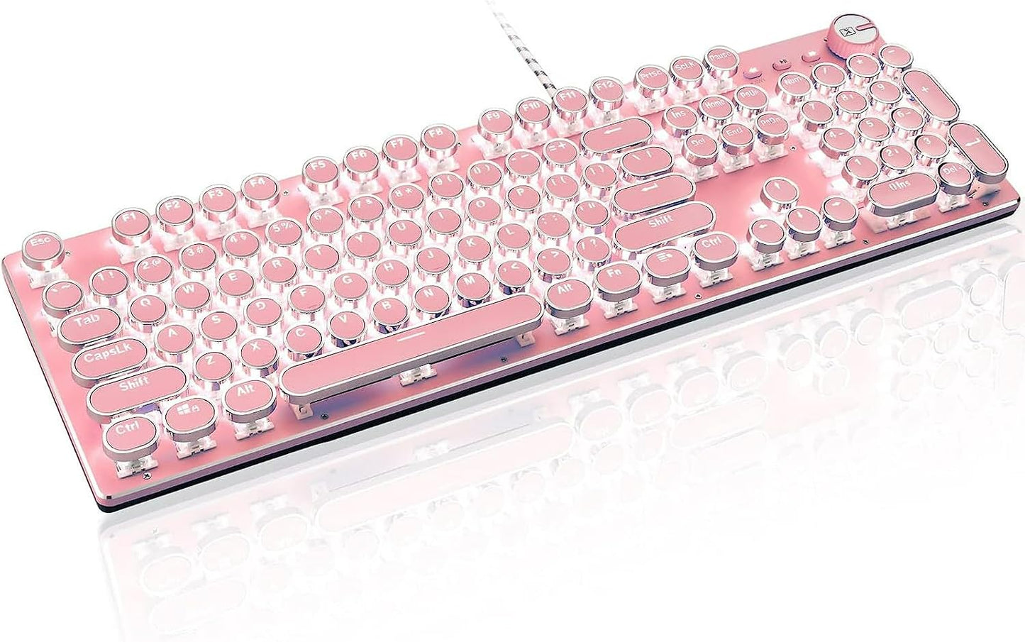 Teclado mecánico retro con cable para juegos, estilo máquina de esc...