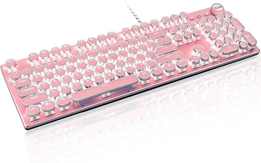 Teclado mecánico retro con cable para juegos, estilo máquina de esc...