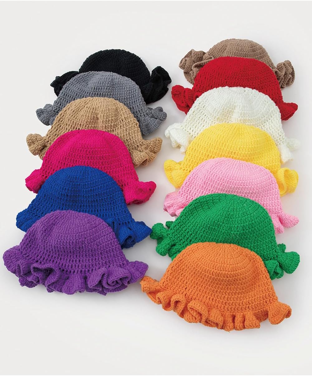 KORADI Sombrero de pescador de ganchillo para mujer, con ala con vo...